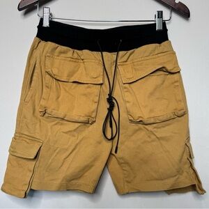 Black and Tan Cargo‎ Shorts with Elastic Waist